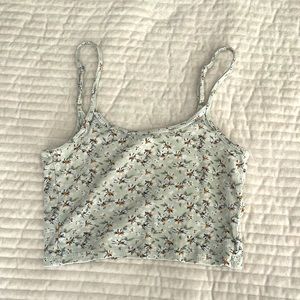 cute green floral hollister tank